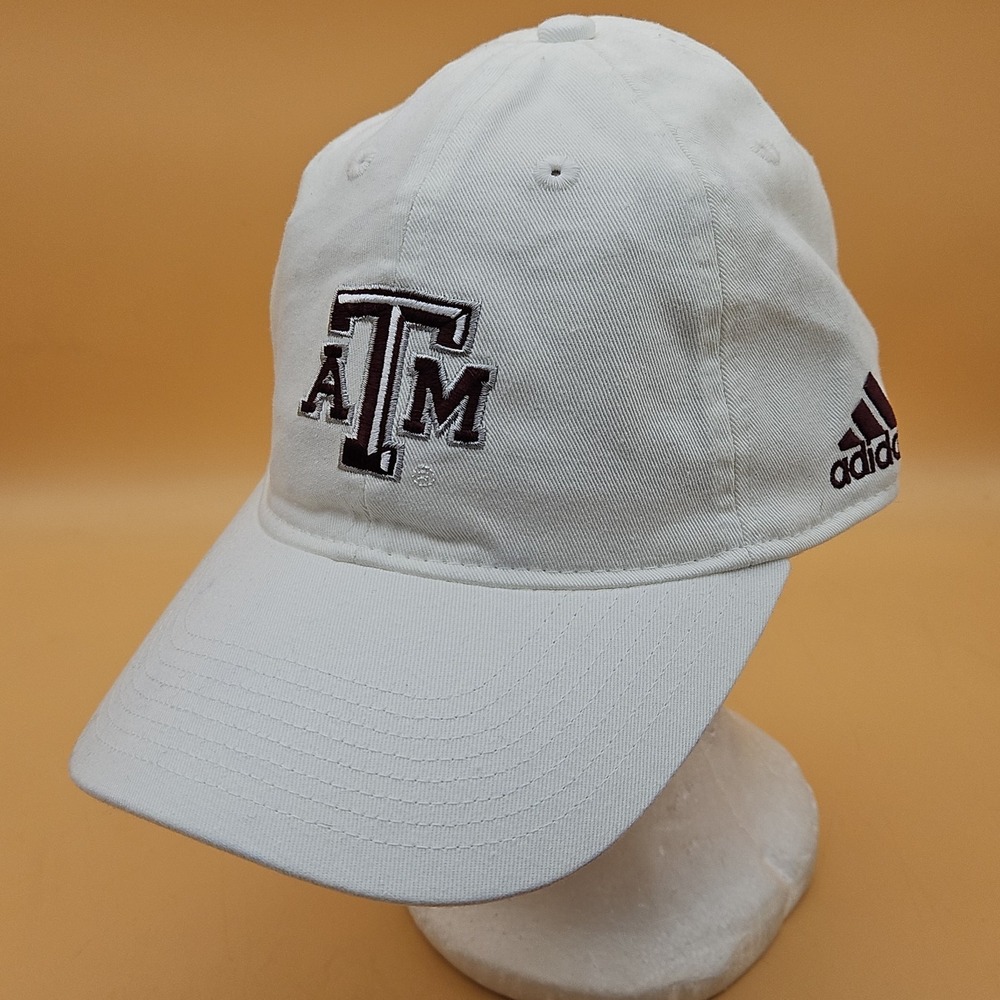 Texas A&M Aggies Hat Cap Embroidered White Adjustable Strap Adidas SEC One Size‎